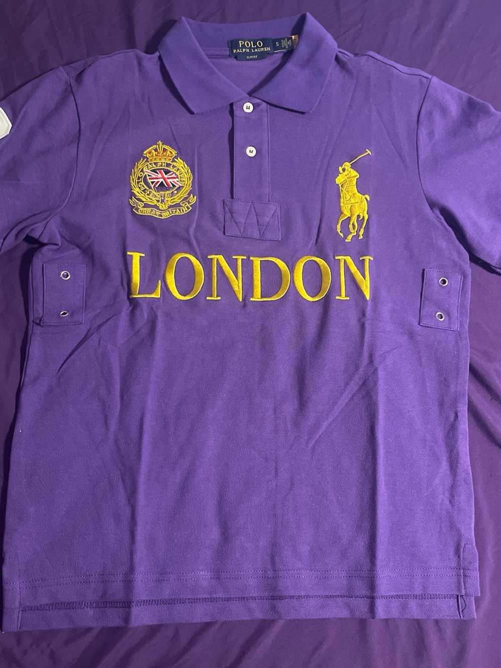 Ralph Lauren Purple And Gold London Polo Shirt